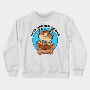 Read Banned Books Cute Kitten Crewneck Sweatshirt